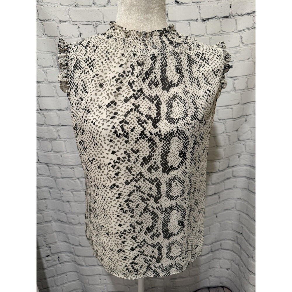 J. Crew Women’s Sleeveless Blouse Lined Snake Animal Print Ruffled Neck Size 2